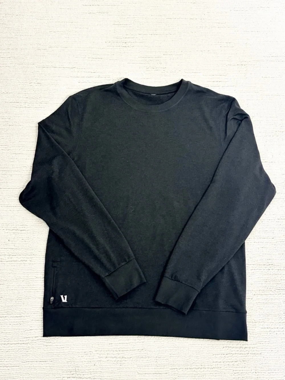 VUORI Ponto Performance Crew Men's XL Black Sweatshirt Athleisure Jogging Travel